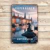 Vintage Copenhagen Metal Wall Art Sign - Aluminum Decor Featuring Iconic Landmarks,Perfect for Room Decor