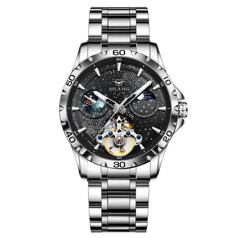 Ailang 8063 Automatic Mechanical Watch 2023 Hot Sale Men Luxury Galaxy Multifunctional Rubber Band Good Material