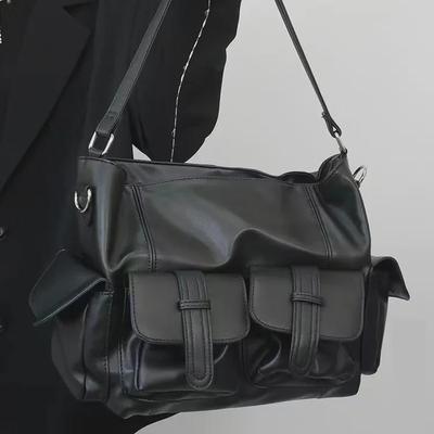 Trendy Black Retro Crossbody Motorcycle Tote for Girls