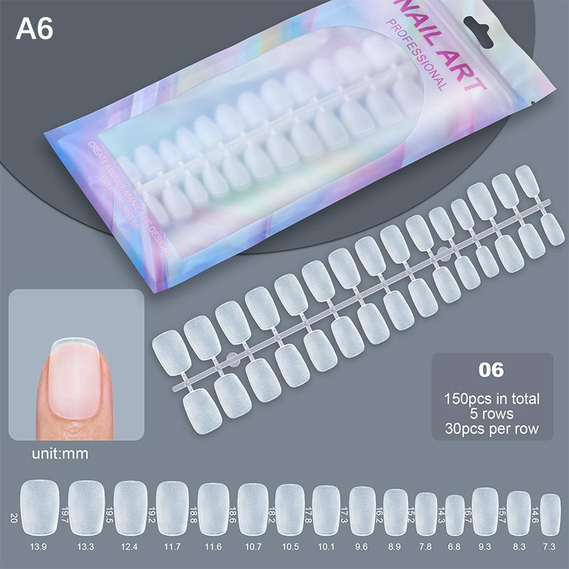 Short Matte False Nails Full Cover Coffin Square Almond Press On False Nails Soft Gel Nail Tips, Manicure Extension Tools 150Pcs