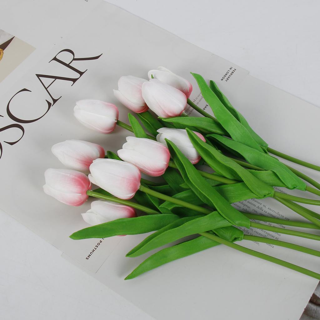 10 Pcs Tulips Simulated Flower Wedding Fake Flower Bouquet Shooting Props Home Living Room Decoration PU Simulated Flower