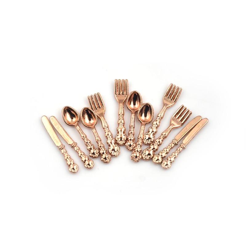 Couverts Miniatures Pour Maison De Poupée - 24 Pièces En Alliage (Cuillères, Fourchettes, Couteaux) - Échelle 1/6 Ou 1/12