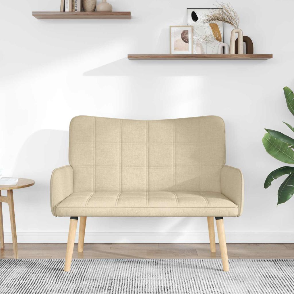 2 Seater Sofa Cream 115 x 61 x 87 cm Fabric