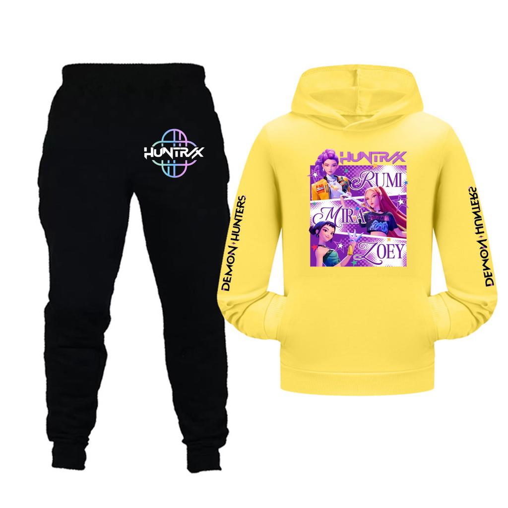 Barn Flickor Långärmad Huvtröja och Byxor Set För Småbarn och Stora Barn 2 Delar Outfits