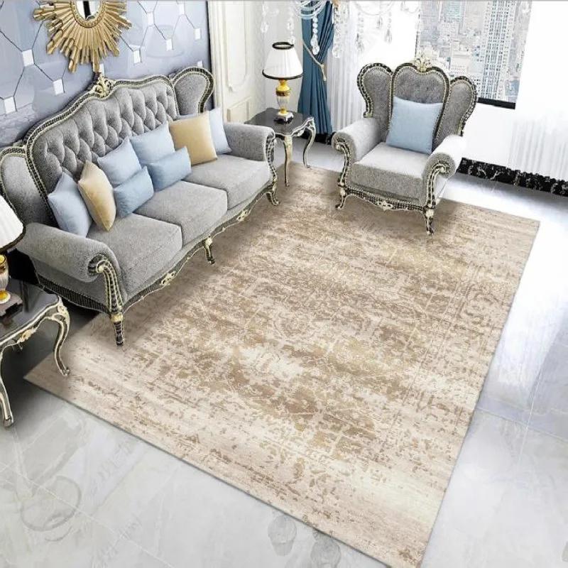 Beige Persian Retro Area Rug Soft Machine Washable Living Room Carpet Easy Fold Balcony Cloakroom Bedroom Floor Mat Easy Care