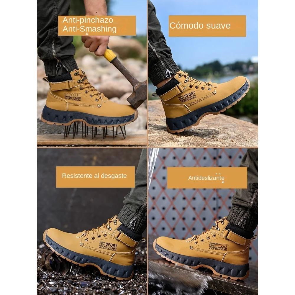 New Safety Shoes Men Boots High Top Work Sneakers Steel Toe Cap Anti-smash Puncture-Proof Work Boots Indestructible Shoes