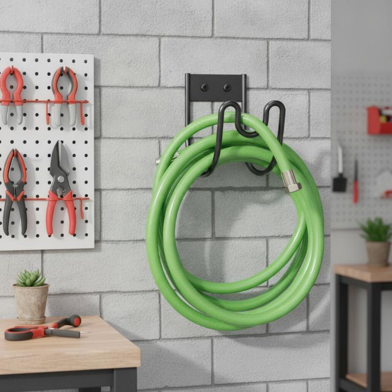 Wall Mounted Garden Hose Hanger Heavy Duty Sprayed Iron Water Pipe Storage Hook for 50ft Hose Patio Garden Use