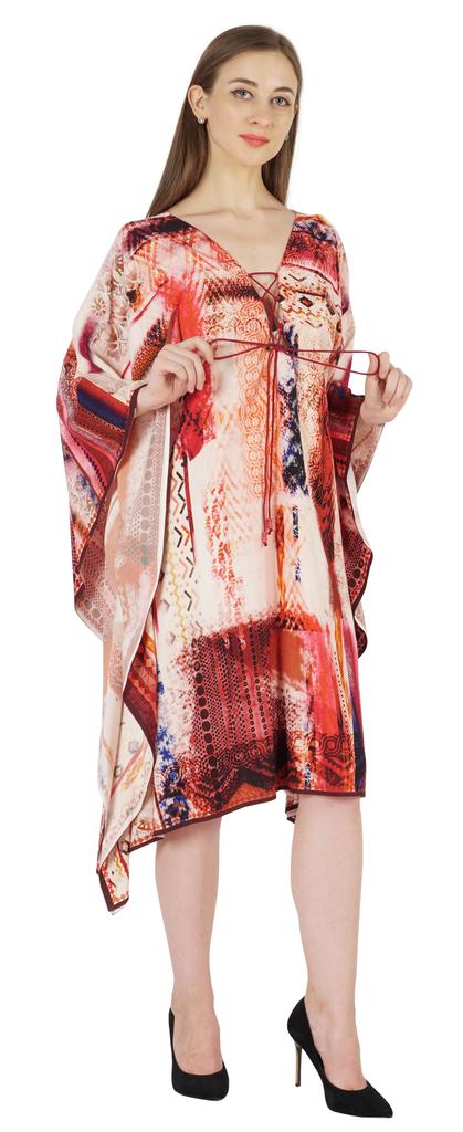 Moomaya Printed Short Turkish Kaftan For Women's Sexy Kaftan Evening Gown Beachwear