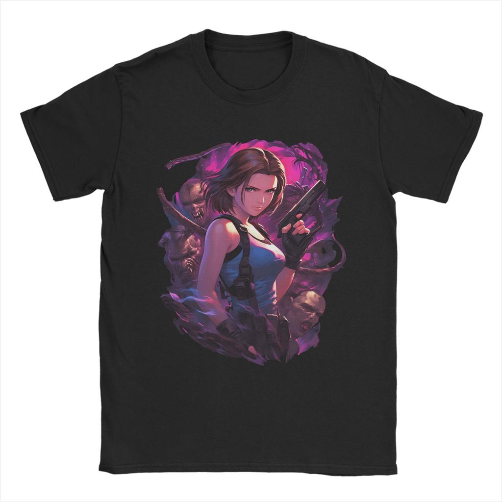 Jill Valentine TShirts for Unisex Funny Pure Cotton Tee Shirt Round Collar Short Sleeve T Shirts Party Clothing