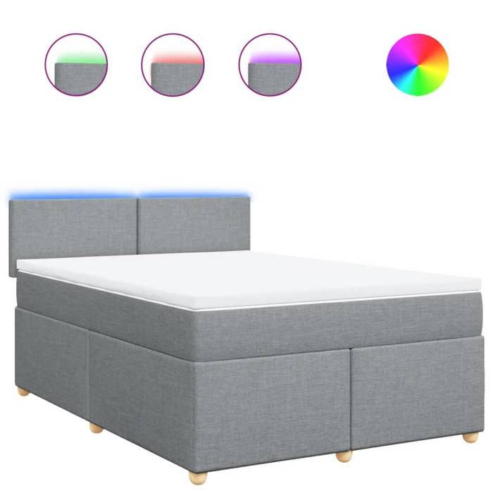 VidaXL Slatted Bed Base with Mattress Light Grey 140x190cm Fabric 3288968