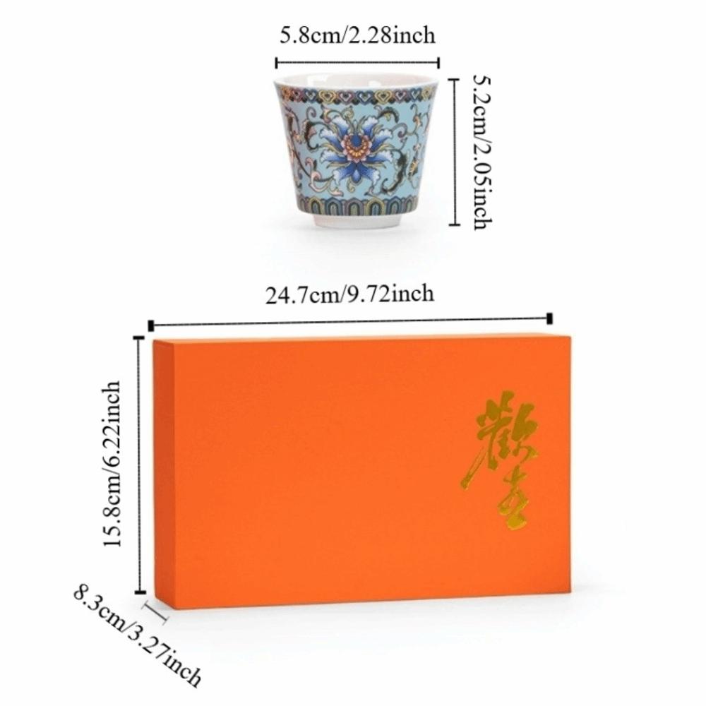 6pcs/set Flower Tea Cup Chinese Style Enamel Cup Kung Fu Tea Set Ceramic Cup  Afternoon Tea