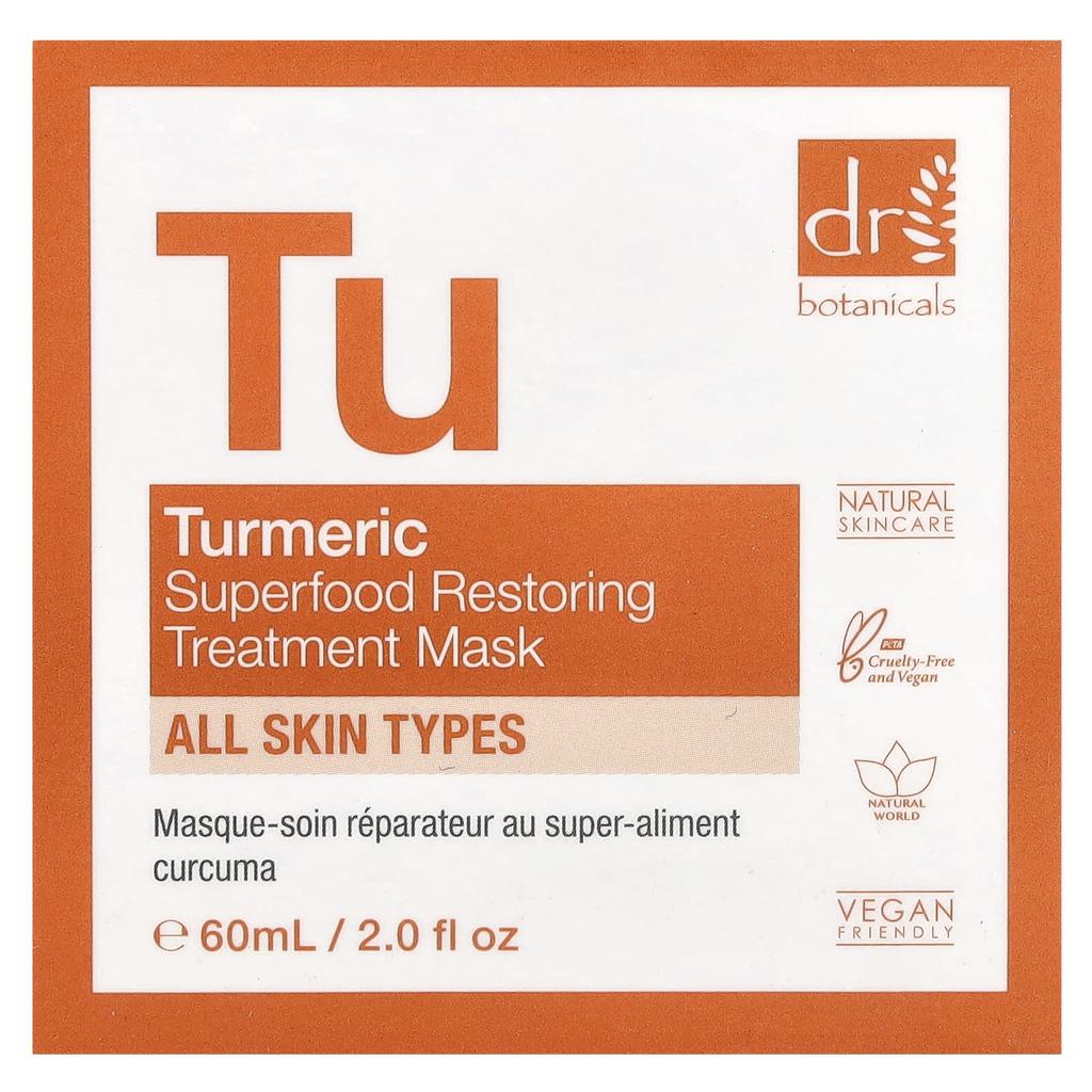 DR. BOTANICALS Superfood Listing Treatment Beauty Mask, Turmeric, 2.0 Fl Oz (60 Ml)