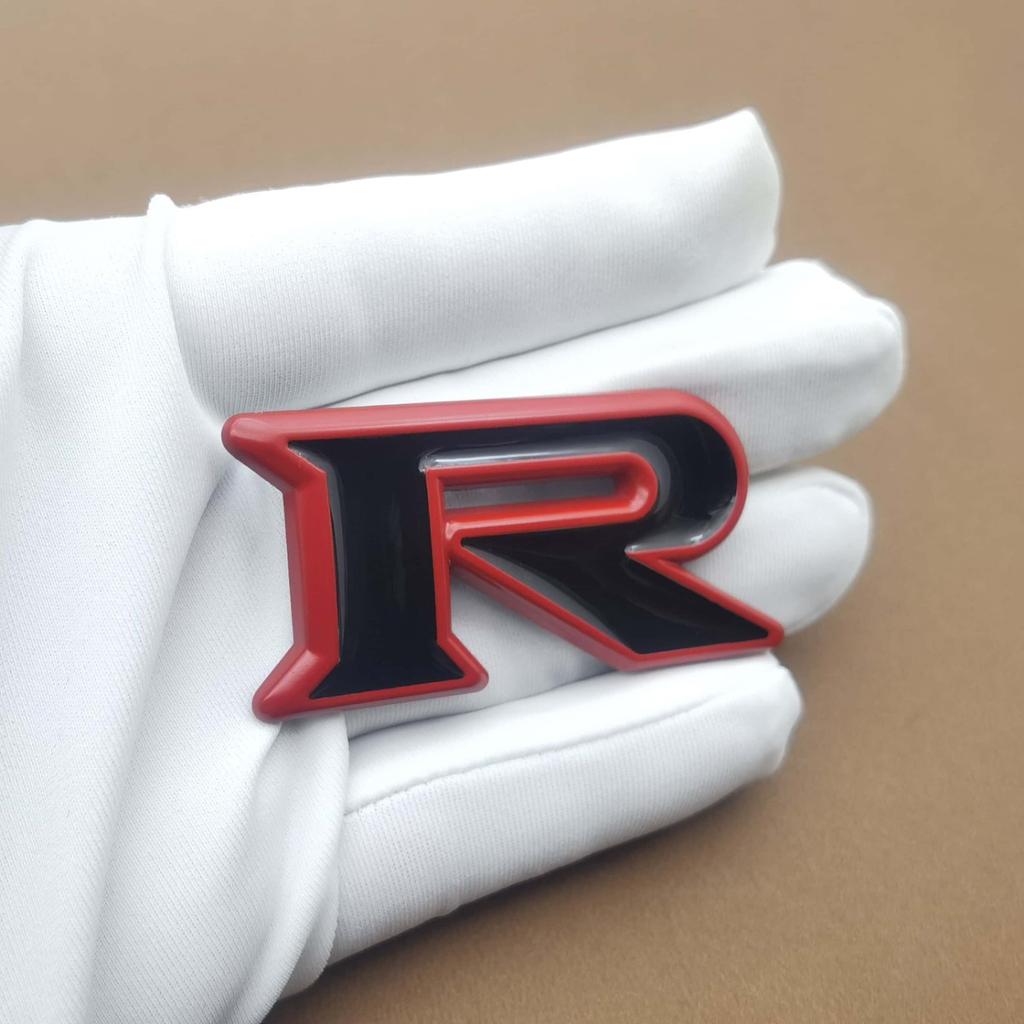 1pc 3D Zinc Alloy R Logo, Car Side Fender Rear Trunk Emblem Badge Sticker, Car Decoration Accessories