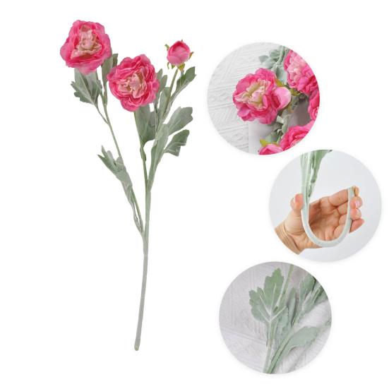 Fiore di Peonia Artificiale con 2 Fiori Doppi e 1 Bocciolo Ramo di Peonia Finta con Gambo per Bouquet da Sposa Fai-da-te Centrotavola per Casa Ufficio