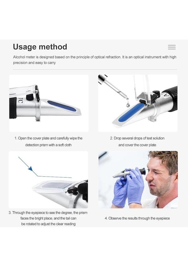 Refractometer Baijiu Alcohol Measurement Double Scale Automatic Temperature Compensation 0-80% Specific Gravity Hygrometer with ATC