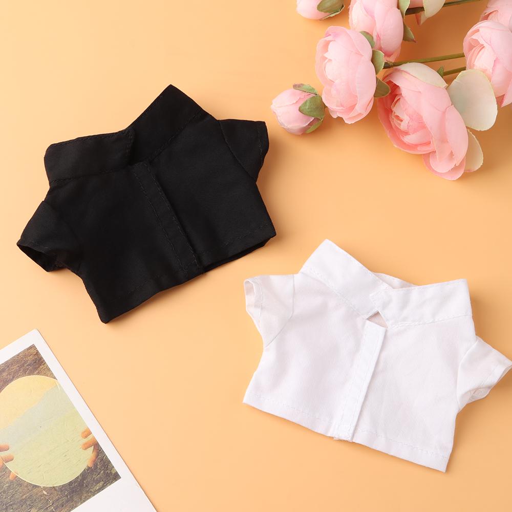 20CM Doll Shirt Pants Black/White/Flower Pattern Cute Mini Collar Coat Fashion Cotton Doll Clothes American Doll Accessories