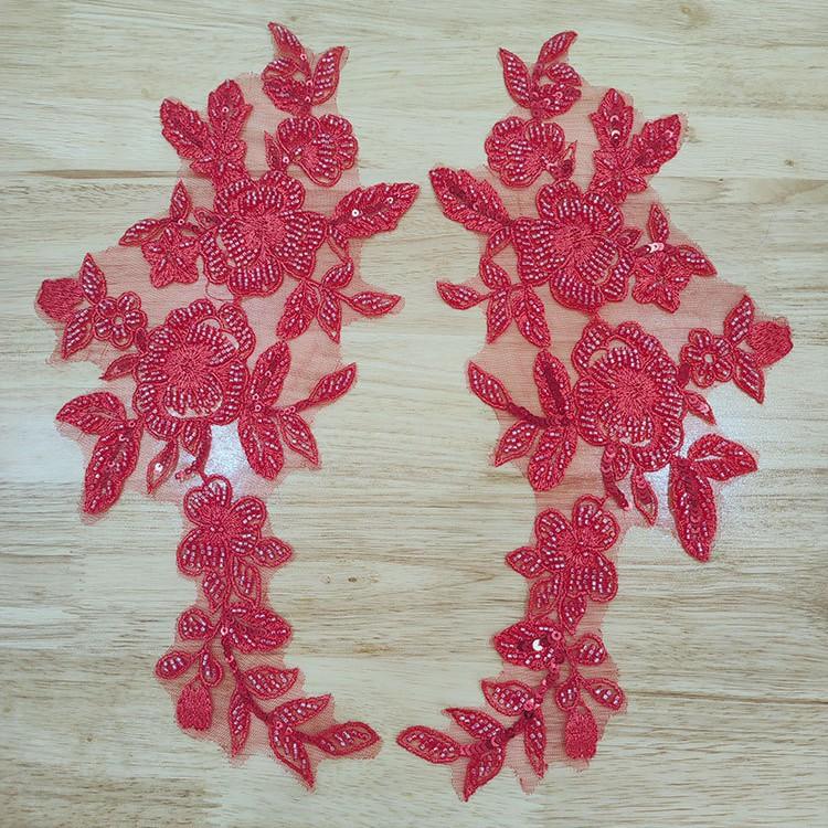 Factory Direct Sales Three-Dimensional Bead Lace Embroidery Piece Lace Accessories Wedding Dress Diy Cloth Sticker To Flower Decoration Decal