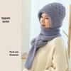 Women's Double-Layer Fleece-Lined Knit Hat & Scarf Combo - Warm Winter Wool Crochet Style