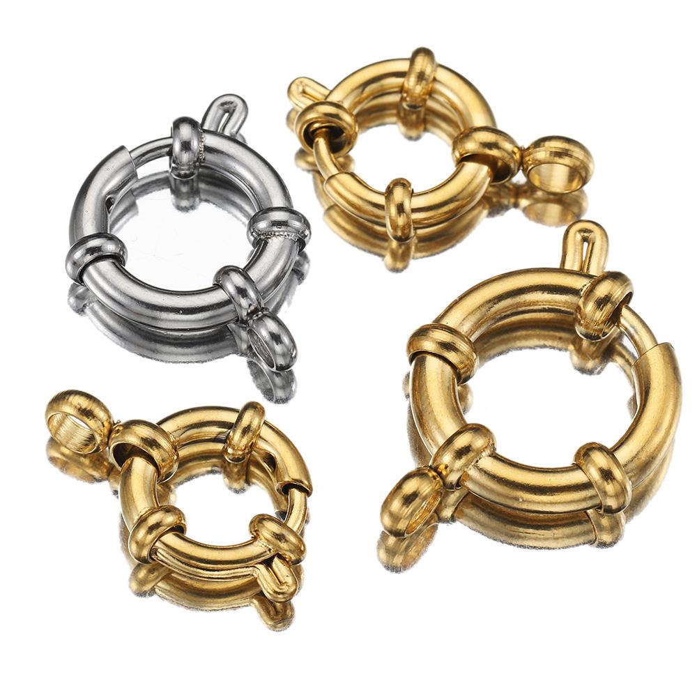 4pcs Stainless Steel Spring Clasps 10-18mm Round Sailor Clasp Bracelet Connector DIY Clavicle Necklace Supplies Jewelry Findings