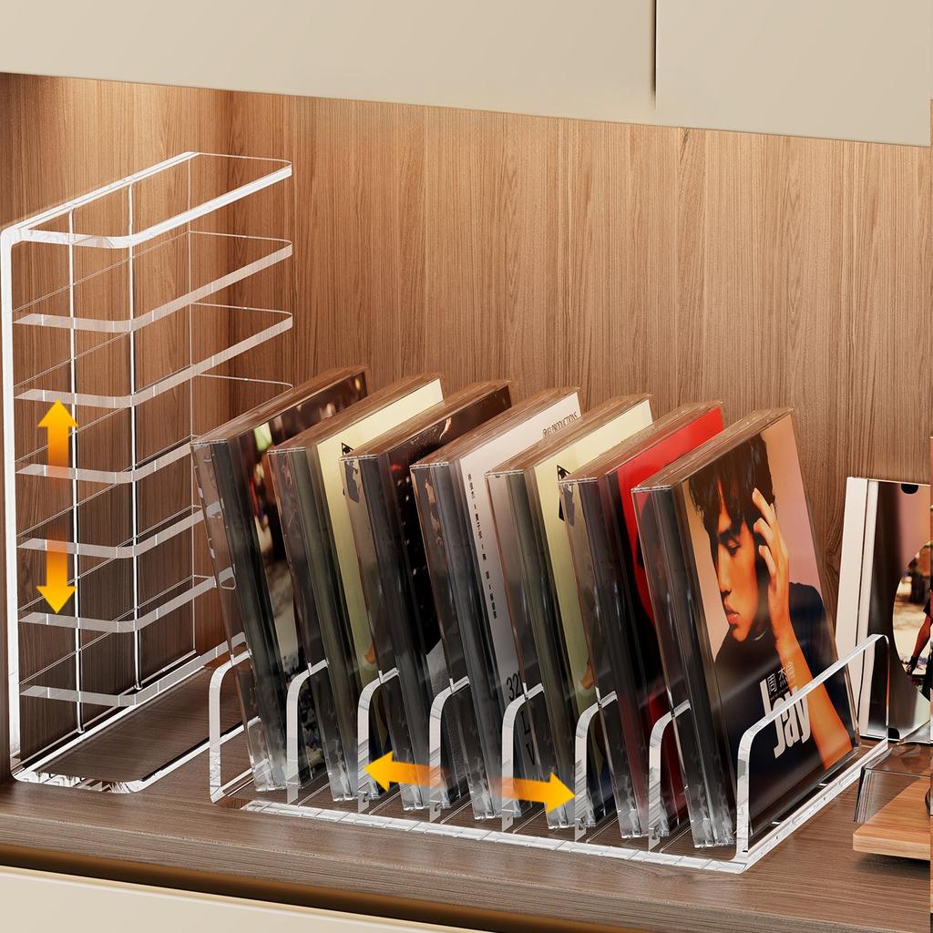 CD Disc Box Display Stand Acrylic Grid Desktop Recording Tape Disc Vinyl Record Album Storage Display Stand CD/VCD Organizer