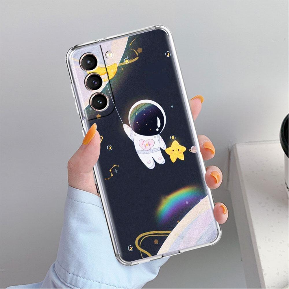 Astronaut Universe Clear Case For Samsung Galaxy S22 S20 FE S21 S10 S9 Plus Note 20 Ultra 10 Lite Transparent Phone Shell