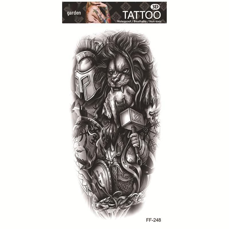Adesivi per tatuaggi impermeabili Yuanhua - Totem con testa di lupo e disegni di testo arabo