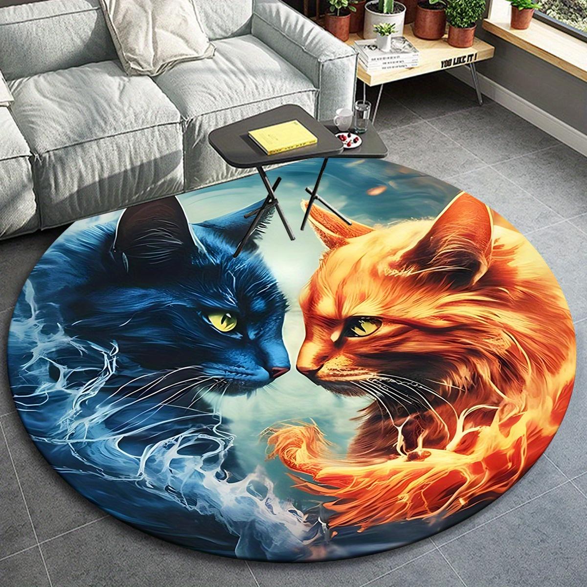 

1pc Cool Two Cats Pattern Round Floor Mat, Non-slip for Living Room Bedroom Chair Carpets Home Decor Gifts, Home Decor Room Decor Outdoor De 80cm by 80cm