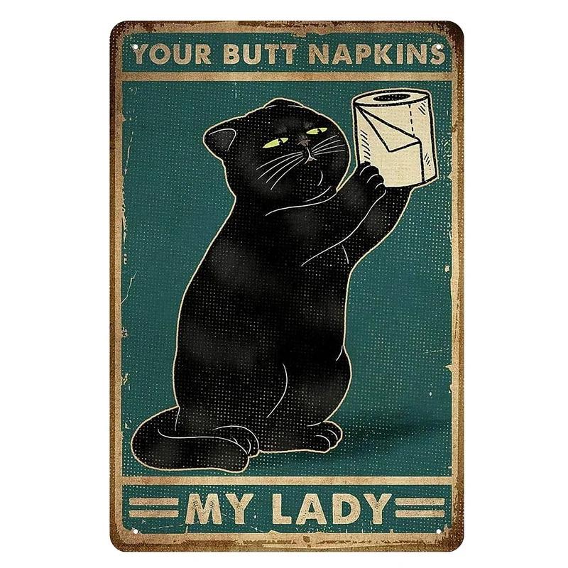 Funny Bathroom Metal Tin Sign Artwork Wall Decor Your Butt Napkins My Lady My Lord Decoration for Home Hotel Cafe Pub Wall Decor