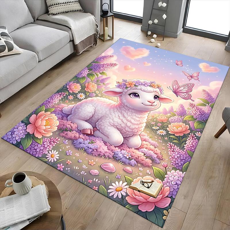 1PC Lamb Flowers Extra Large Non-Slip Floor carpet, Office, family, bedroom, Studio - Large Area RugJ0367