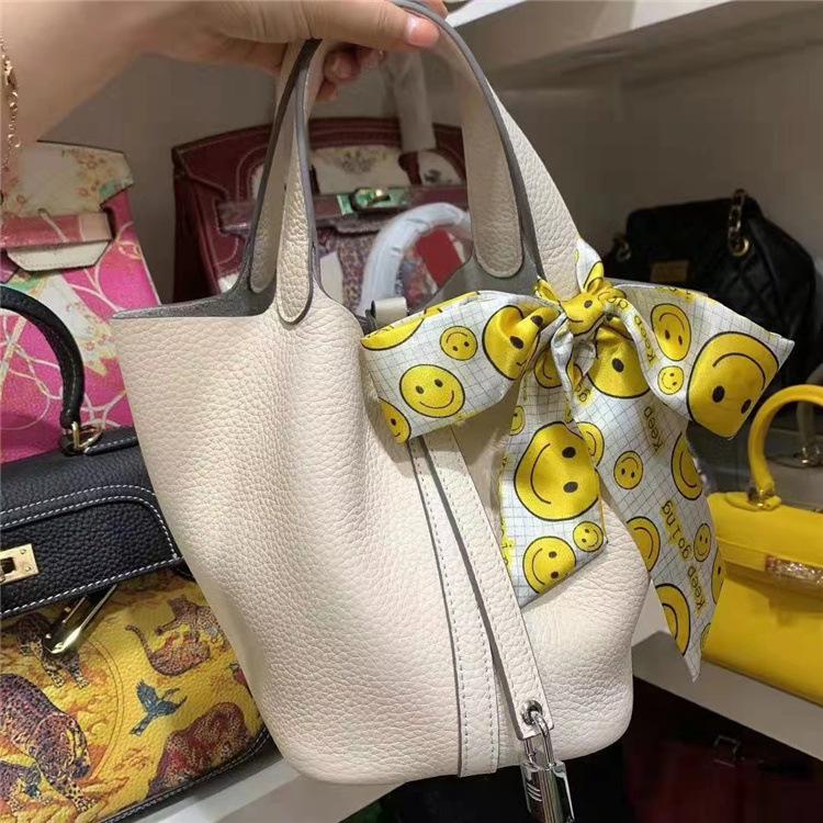Fashion Basket Bag Women's Bag Handbag New Casual Top Layer Cowhide Bucket Bag