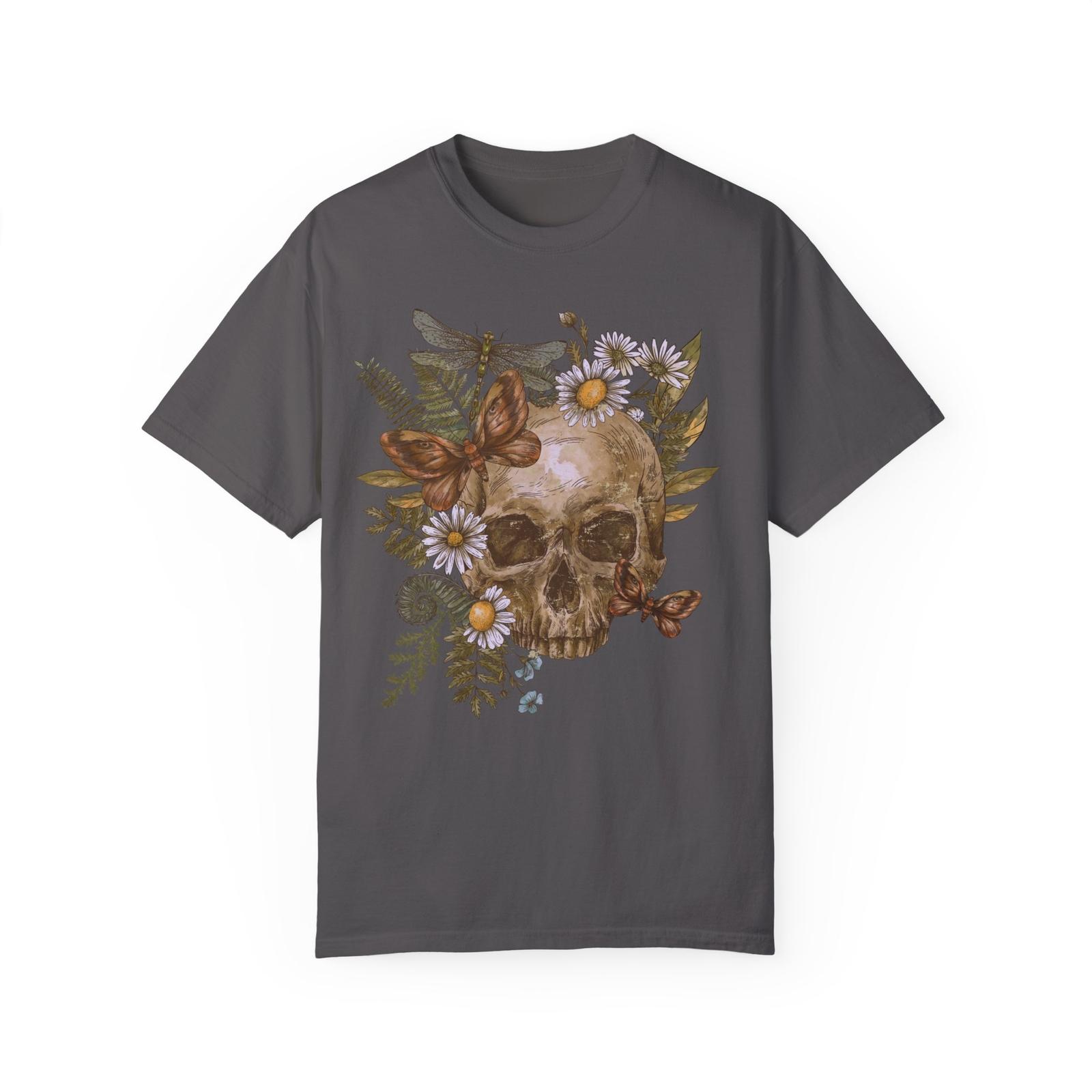Mystic Whimsical Skull Comfort Colors shirt, Funny 90s Retro Wildflowers T Shirt S разноцветный