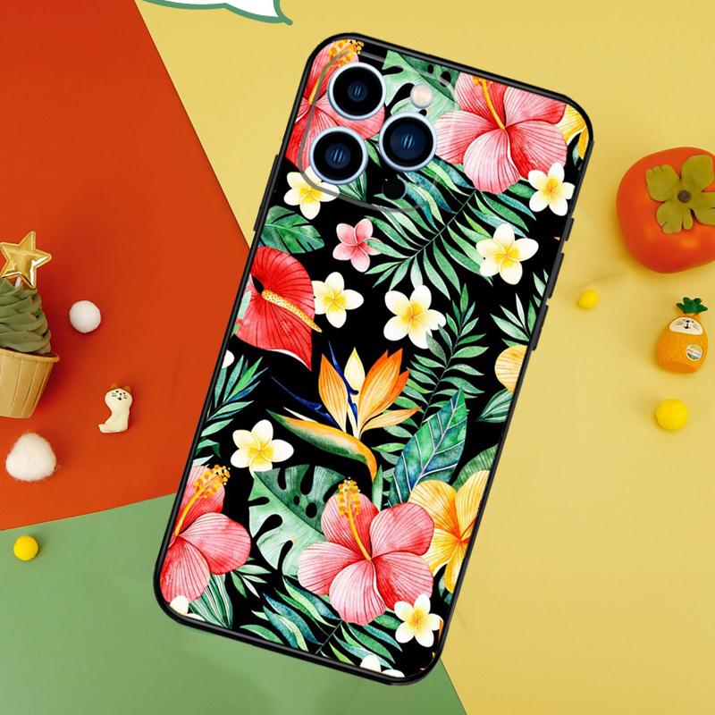 Tropical Paradise Hawaiian Flower Cover For iPhone 13 12 Mini 11 14 15 16 Pro Max XS X XR 7 8 14 15 16 Plus Phone Case
