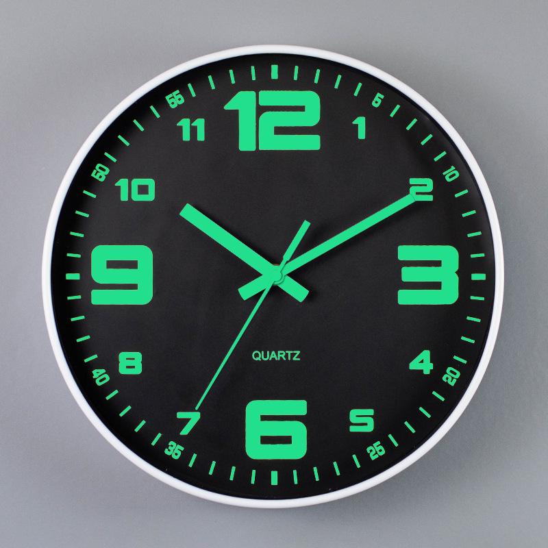 12-Inch Silent Luminous Quartz Wall Clock - Plastic, Creative Design, Popular Item