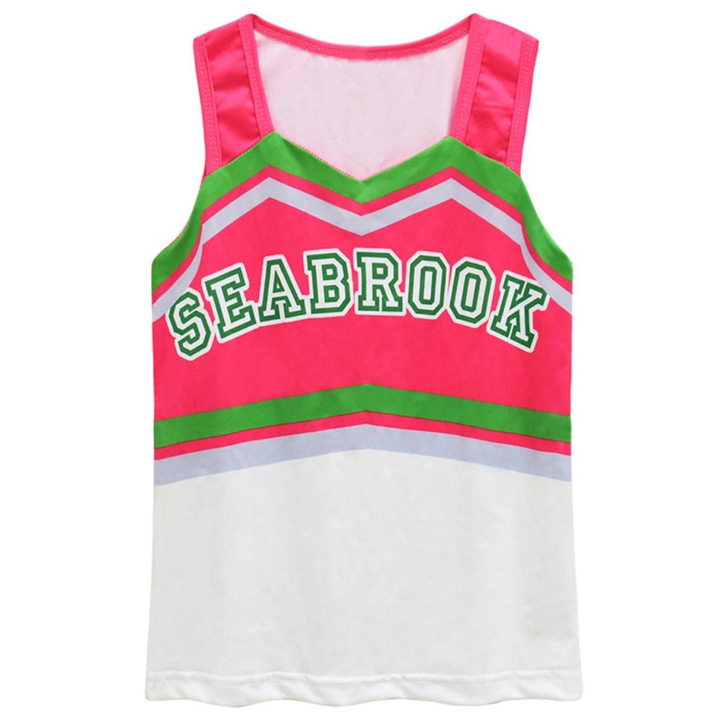 Girls Cosplay Costume Cheerleading Two-Piece Dress Youth Vest Pleated Skirt Performance Costume