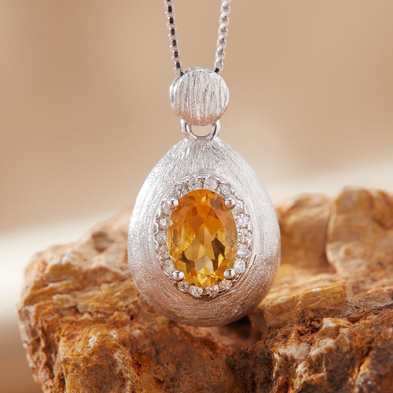 Natural Amethyst Pendant Necklace Women'S S925 Sterling Silver Brushed With Tanzanian Diopside Topa Garnet Colored Treasure