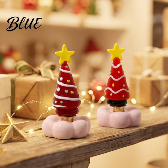 Handmade Glass Crafts Christmas Tree Ornament with Star Top And Colorful Bead Details Handcrafted Holiday Table Decor Desktop Rotating Figurine