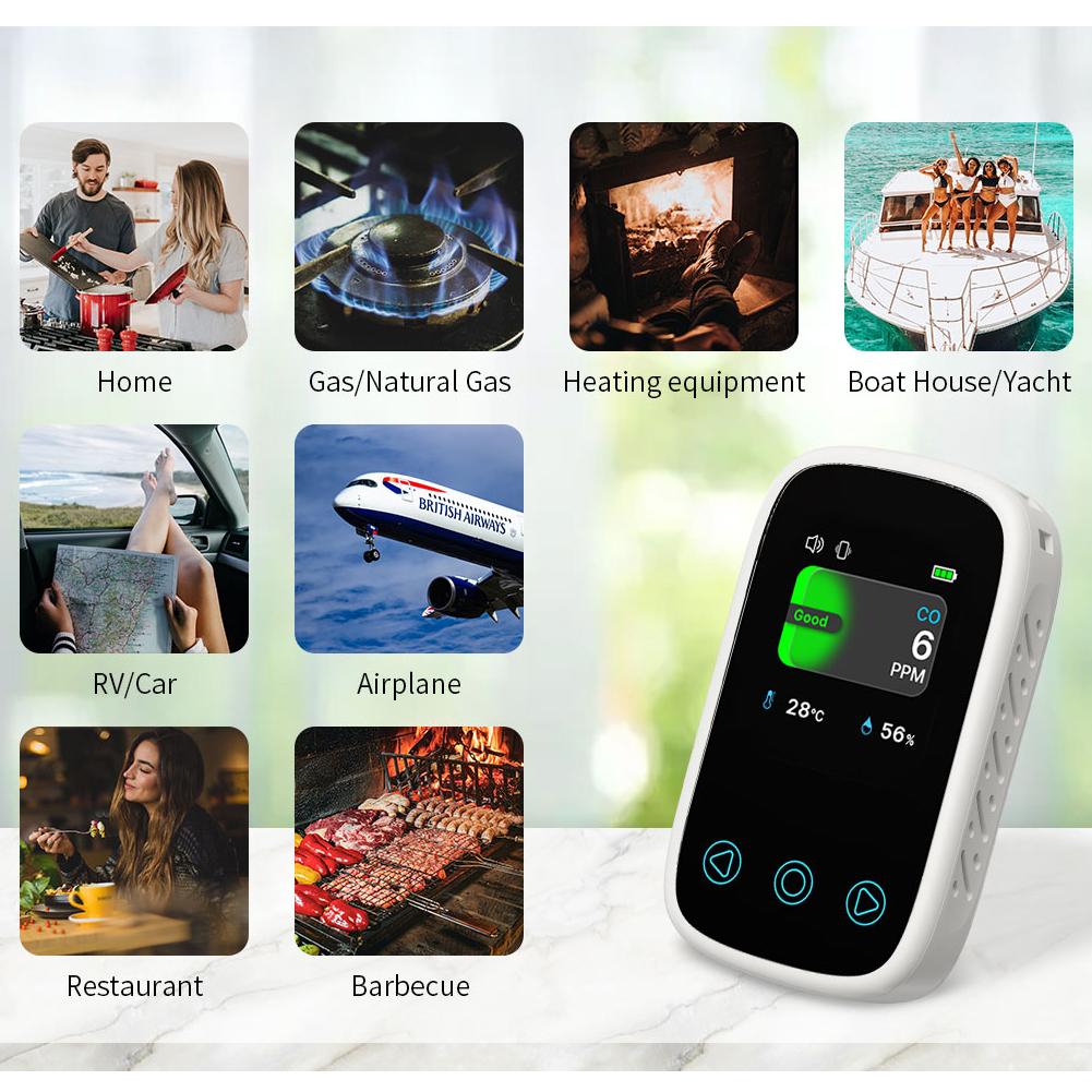 3in1 Air Quality Tester CO Temperature Humidity Detector NDIR Sensor Auto Brightness Adjustable