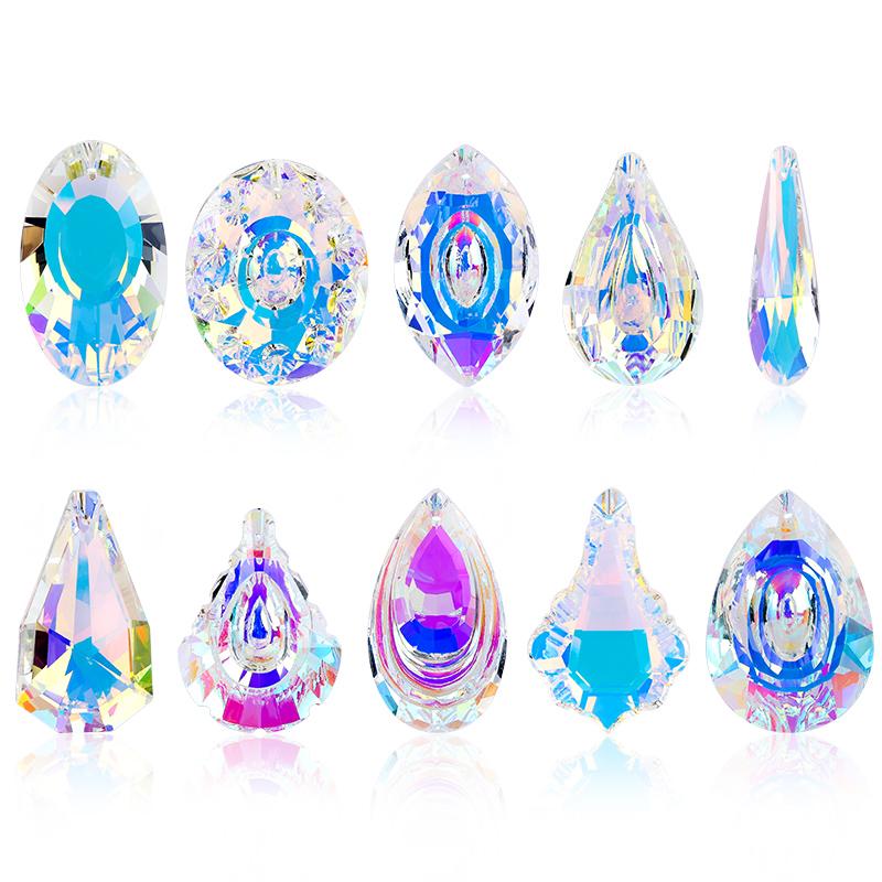 AB Color Crystal Glass Prism Pendants 10 Shapes Hanging Suncatcher Accessories Rainbow Maker Ornament Crystal Chandelier Parts