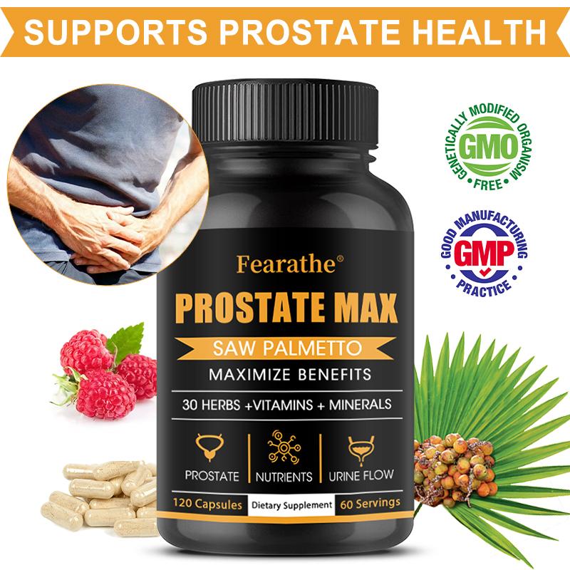 Saw Palmetto Capsules for Men, 30 Herbal Blend with Vitamins & Minerals, 120 Vegetarian Capsules, Dietary Supplement