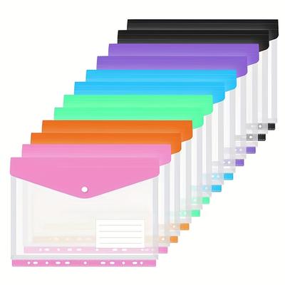 6 Stück A4 Ordnerhüllen Plastikumschläge, Erweiterbare Ordnermappen, 6 Farben Stereoskopische Transparente Dateitaschen mit Beschriftungsetiketten