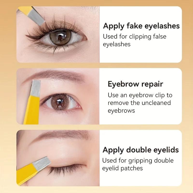 4-teiliges Edelstahl-Pinzetten-Set Augenbrauen-Wimpern-Pinzetten mit Aufbewahrungstasche Haarentfernungs-Pinzetten für Schönheitssalon & Heimgebrauch
