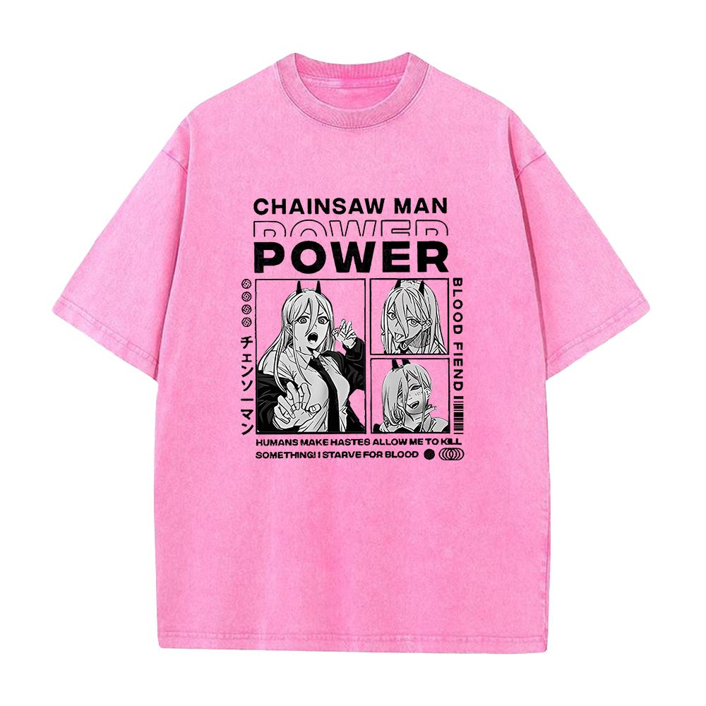 

Anime Chainsaw Man Power Print Tee Men Women Plus Size Tshirts Manga Washed Cotton T Shirt Harajuku Unisex Comfortable Tshirt S