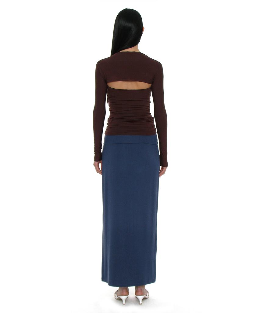 Partimento Woman Pwc Folding Waist Jersey Maxi Skirt_Navy
