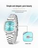 Sanda Fashionable Couple's Waterproof Quartz Watch with Calendar - Steel Strap, Square Design, Simple Bar Index