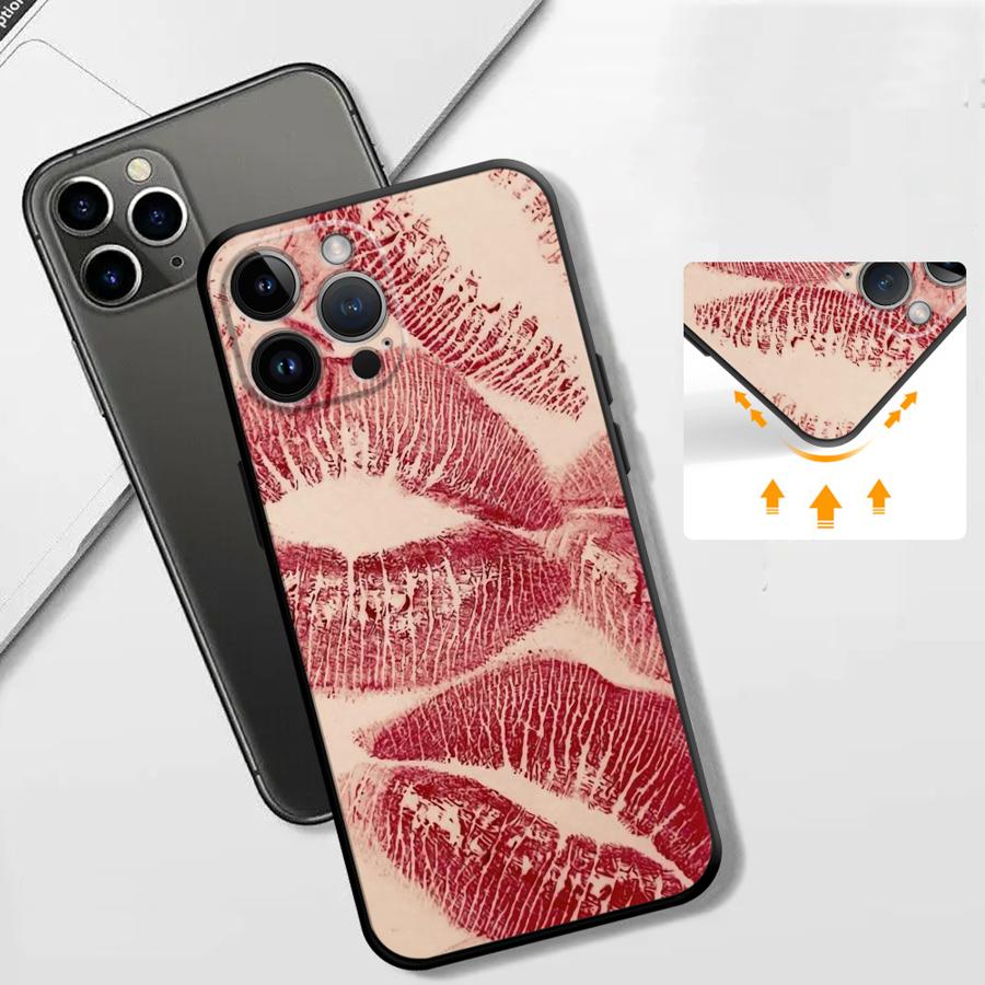 Phone Case for Apple iPhone 17 Pro Max 17e 12 16 13 14 XR XS MAX 15 Pro 7 8 11 Air Funda Phone Cover Lip KISS