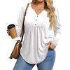 Womens Plus Size Long Sleeve Shirts  V Neck Tunic Tops Basic Loose Fit Tee Tops