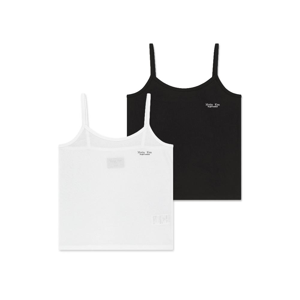 [Matinkim] SMALL LOGO 2-PACK CAMISOLE TOP IN WHITE+BLACK S