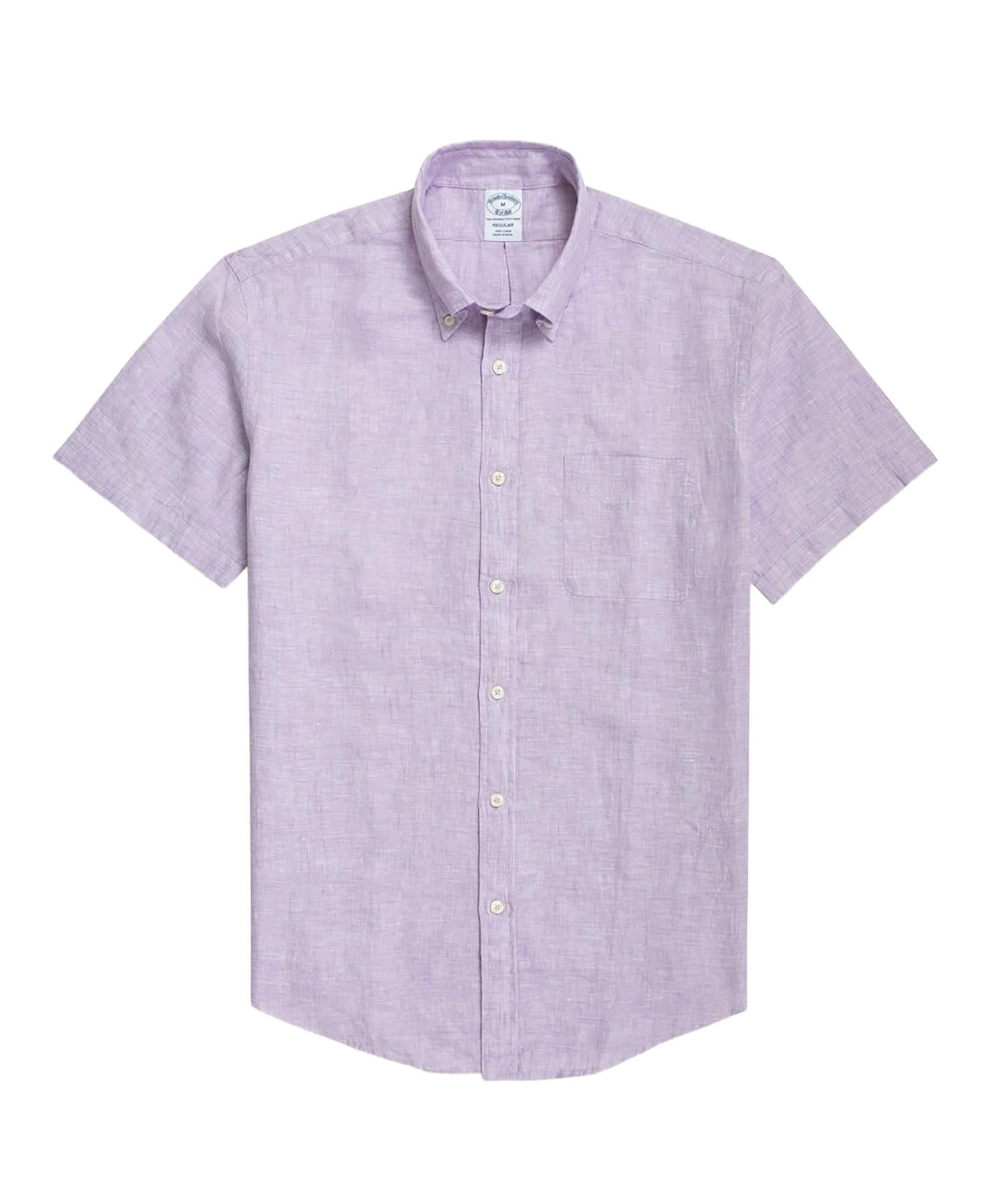 

Brooks Brothers Рубашка с коротким рукавом из ирландского льна, спортивная, обычного кроя, размер 100217942, посадка, фиолетовый, M, фиолетовый