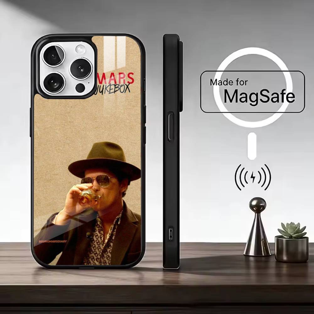 Singer Bruno M-Mars For Magsafe Phone Case for iPhone 17 16 15 14 13 12 11 Series Wireless Charging