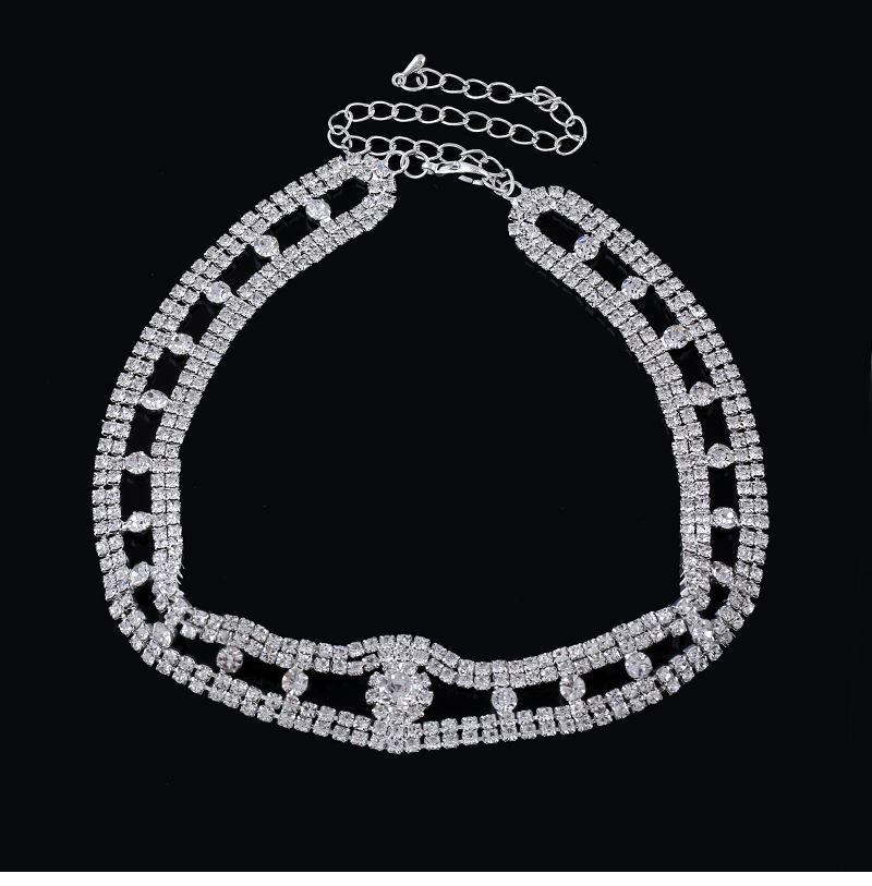 Trendige Silber Strass Choker Halskette - Japanischer & Koreanischer Stil für Damen